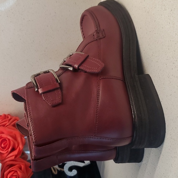 FREE PEOPLE Isla moto burgandy leather booties (sz 6) - Picture 5 of 8